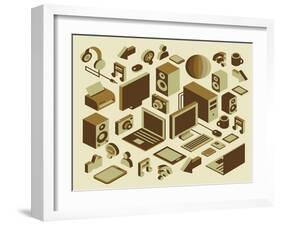 Isometric Media Element Set-photovs-Framed Art Print