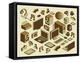 Isometric Media Element Set-photovs-Framed Stretched Canvas