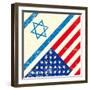 Israel And American Grunge Flag-TINTIN75-Framed Art Print