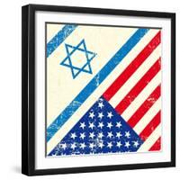 Israel And American Grunge Flag-TINTIN75-Framed Art Print