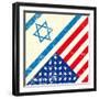 Israel And American Grunge Flag-TINTIN75-Framed Art Print