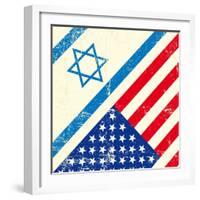 Israel And American Grunge Flag-TINTIN75-Framed Art Print