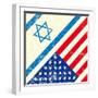 Israel And American Grunge Flag-TINTIN75-Framed Art Print