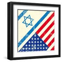 Israel And American Grunge Flag-TINTIN75-Framed Art Print