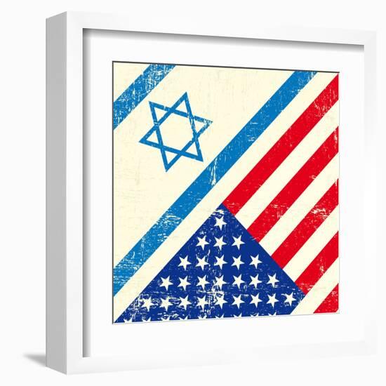 Israel And American Grunge Flag-TINTIN75-Framed Art Print