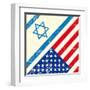 Israel And American Grunge Flag-TINTIN75-Framed Art Print