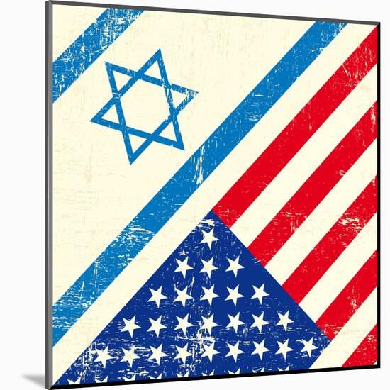 Israel And American Grunge Flag-TINTIN75-Mounted Art Print