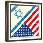 Israel And American Grunge Flag-TINTIN75-Framed Premium Giclee Print