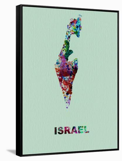 Israel Color Splatter Map-NaxArt-Framed Stretched Canvas