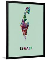 Israel Color Splatter Map-NaxArt-Framed Art Print