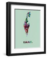 Israel Color Splatter Map-NaxArt-Framed Art Print