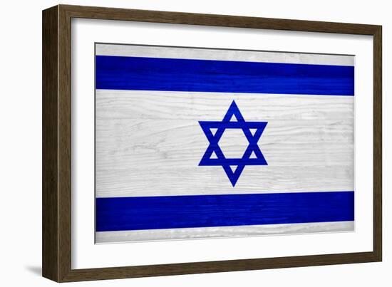 Israel Flag Design with Wood Patterning - Flags of the World Series-Philippe Hugonnard-Framed Art Print