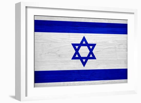 Israel Flag Design with Wood Patterning - Flags of the World Series-Philippe Hugonnard-Framed Art Print