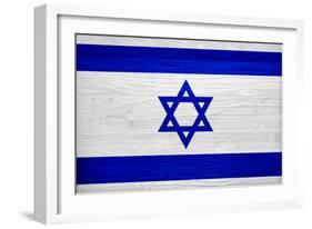 Israel Flag Design with Wood Patterning - Flags of the World Series-Philippe Hugonnard-Framed Art Print