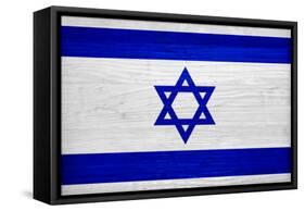 Israel Flag Design with Wood Patterning - Flags of the World Series-Philippe Hugonnard-Framed Stretched Canvas