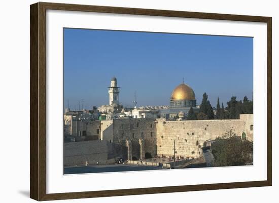 Israel, Jerusalem, Dome of Rock and Western Wall-null-Framed Giclee Print