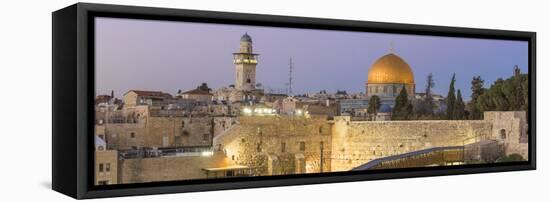 Israel, Jerusalem, Old City, Temple Mount, Dome of the Rock and The Western Wall - know as the Wail-Jane Sweeney-Framed Stretched Canvas