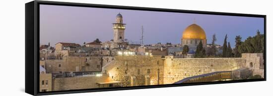 Israel, Jerusalem, Old City, Temple Mount, Dome of the Rock and The Western Wall - know as the Wail-Jane Sweeney-Framed Stretched Canvas