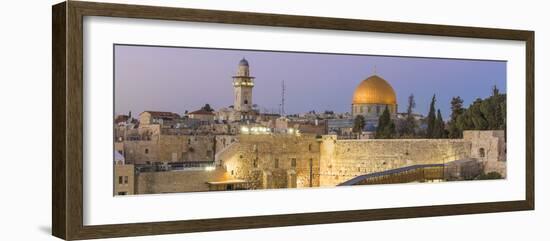 Israel, Jerusalem, Old City, Temple Mount, Dome of the Rock and The Western Wall - know as the Wail-Jane Sweeney-Framed Photographic Print