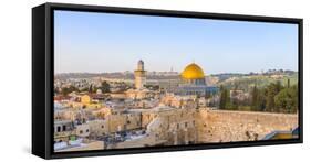 Israel, Jerusalem, Old City, Temple Mount, Dome of the Rock and The Western Wall - know as the Wail-Jane Sweeney-Framed Stretched Canvas