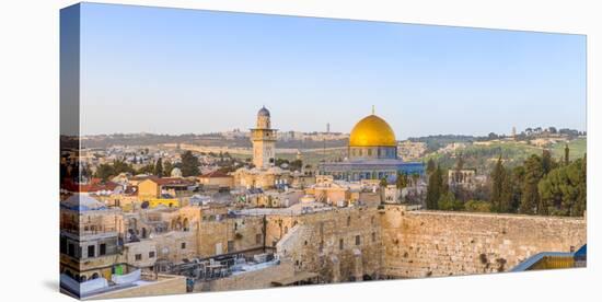 Israel, Jerusalem, Old City, Temple Mount, Dome of the Rock and The Western Wall - know as the Wail-Jane Sweeney-Stretched Canvas