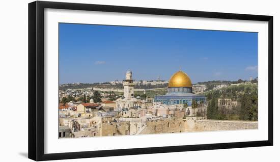 Israel, Jerusalem, Old City, Temple Mount, Dome of the Rock and The Western Wall - know as the Wail-Jane Sweeney-Framed Photographic Print