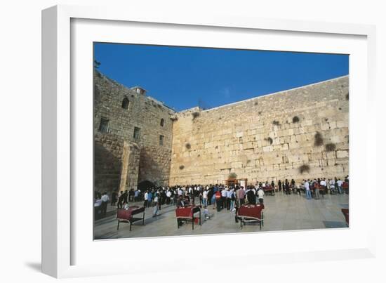 Israel, Jerusalem, People Praying in Front of Western Wall-null-Framed Giclee Print