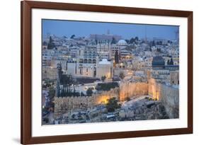 Israel, Jerusalem, View of Old Town, looking towards the Jewish Quarter with the Al-Aqsa Mosque to -Jane Sweeney-Framed Photographic Print