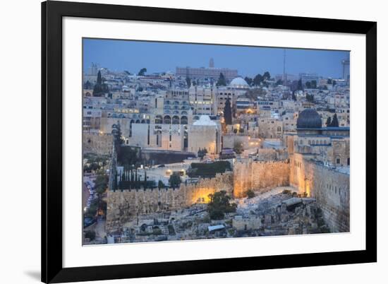 Israel, Jerusalem, View of Old Town, looking towards the Jewish Quarter with the Al-Aqsa Mosque to -Jane Sweeney-Framed Photographic Print