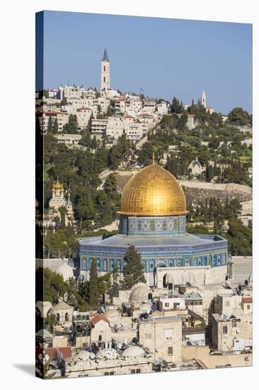 Israel, Jerusalem, View of the Old City,  Dome of the Rock on Temple Mount, and the Mount of Olives-Jane Sweeney-Stretched Canvas