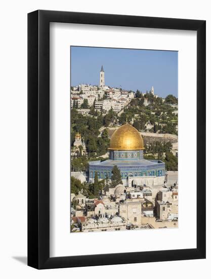 Israel, Jerusalem, View of the Old City,  Dome of the Rock on Temple Mount, and the Mount of Olives-Jane Sweeney-Framed Photographic Print