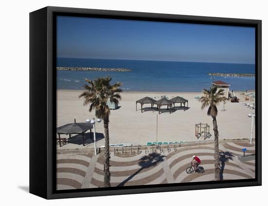 Israel, Tel Aviv Beach Walkway-Walter Bibikow-Framed Stretched Canvas