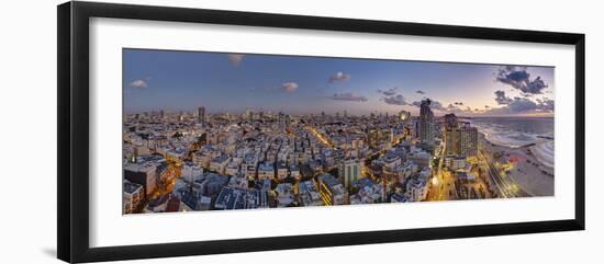 Israel, Tel Aviv, Elevated Dusk View of Beachfront Hotel-Gavin Hellier-Framed Photographic Print