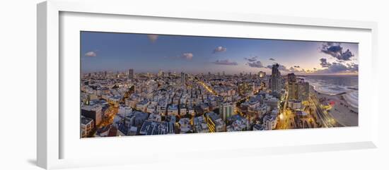 Israel, Tel Aviv, Elevated Dusk View of Beachfront Hotel-Gavin Hellier-Framed Photographic Print