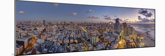 Israel, Tel Aviv, Elevated Dusk View of Beachfront Hotel-Gavin Hellier-Mounted Photographic Print