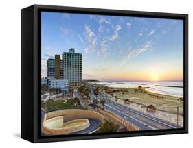 Israel, Tel Aviv, Elevated Dusk View of the City Beachfront-Gavin Hellier-Framed Stretched Canvas