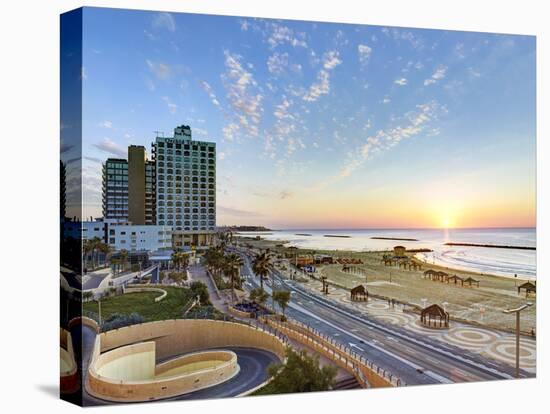 Israel, Tel Aviv, Elevated Dusk View of the City Beachfront-Gavin Hellier-Stretched Canvas