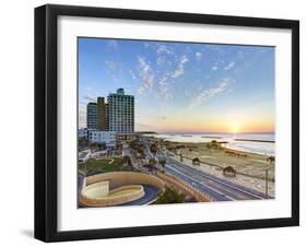 Israel, Tel Aviv, Elevated Dusk View of the City Beachfront-Gavin Hellier-Framed Photographic Print