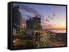 Israel, Tel Aviv, Elevated Dusk View of the City Beachfront-Gavin Hellier-Framed Stretched Canvas