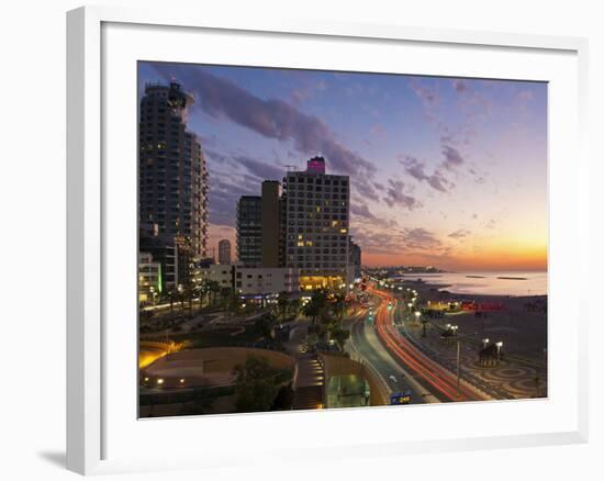 Israel, Tel Aviv, Elevated Dusk View of the City Beachfront-Gavin Hellier-Framed Photographic Print