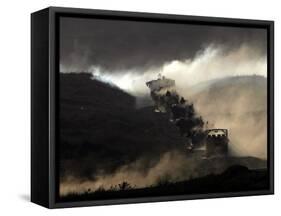 Israeli Army Vehicles Manoeuver During a Military Training Exercise in the Golan Heights-null-Framed Stretched Canvas