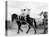 Israeli Children of Habad Sect, Frolic with Horse and Cart at Farm Village-Paul Schutzer-Stretched Canvas