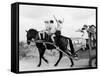 Israeli Children of Habad Sect, Frolic with Horse and Cart at Farm Village-Paul Schutzer-Framed Stretched Canvas