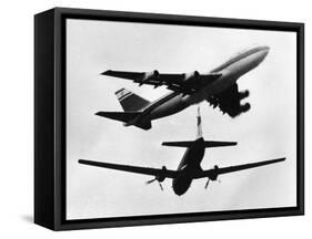 Israeli El Al Boeing 747 and a Propeller HS 748 Nearly Miss One Another, June 1948-null-Framed Stretched Canvas