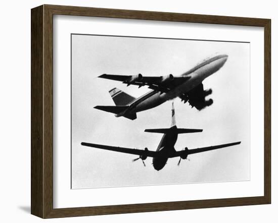 Israeli El Al Boeing 747 and a Propeller HS 748 Nearly Miss One Another, June 1948-null-Framed Photographic Print