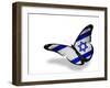 Israeli Flag Butterfly Flying, Isolated On White Background-suns_luck-Framed Art Print