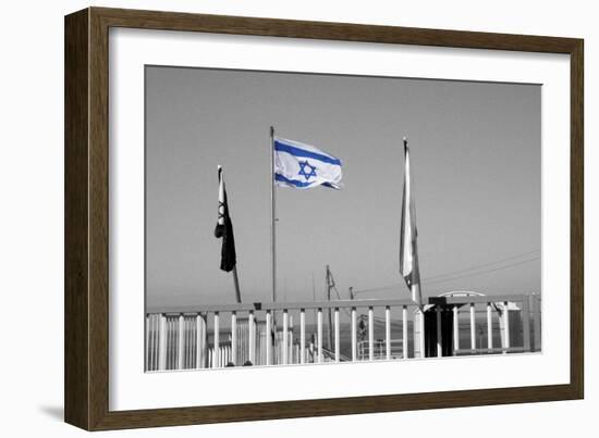 Israeli Flag on Lebanon Border-null-Framed Photo