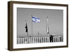 Israeli Flag on Lebanon Border-null-Framed Photo