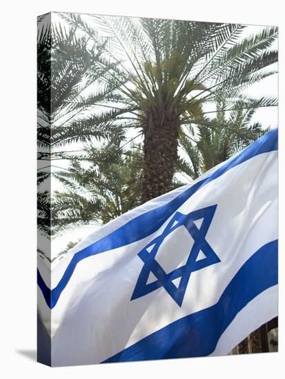 Israeli Flag with Star of David and Palm Tree, Tel Aviv, Israel, Middle East-Merrill Images-Stretched Canvas