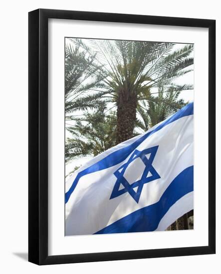 Israeli Flag with Star of David and Palm Tree, Tel Aviv, Israel, Middle East-Merrill Images-Framed Photographic Print